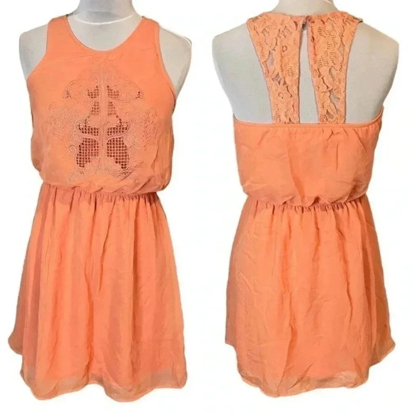 Gianni Bini peach lace sleeveless dress size M - Picture 1 of 8